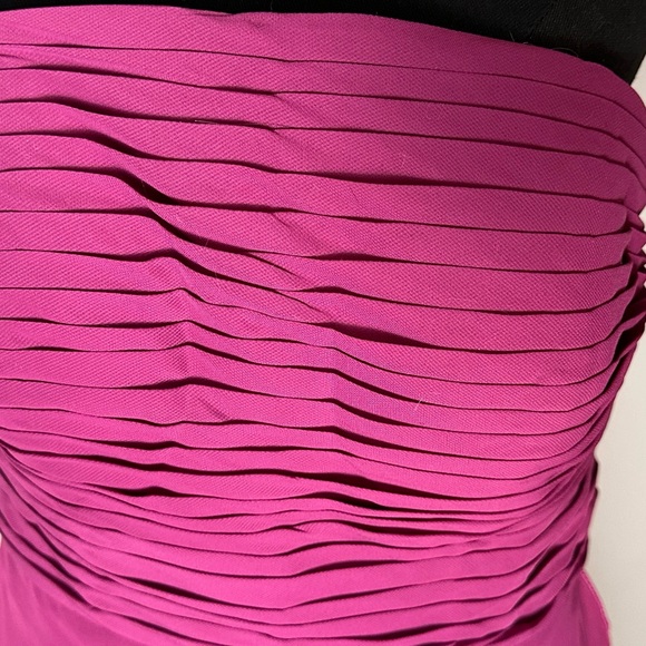 Raspberry evening gown.Never worn.Strapless high low dress. Chiffon pleated top - Picture 2 of 3